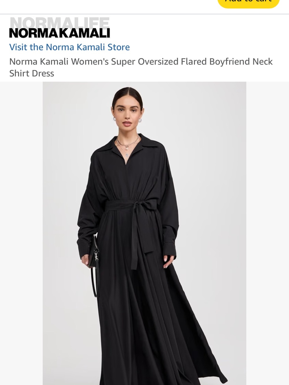 NEW Norma Kamali Black Oversized Flared Tie-Waist Shirt Dress WITH TAGS
